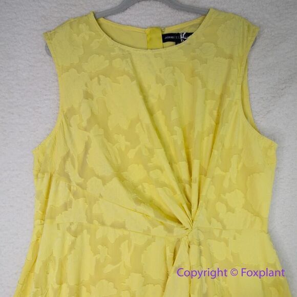 Jason Wu x Eloquii Pleated Detail Midi Dress yellow‎ floral, size 20 - Picture 3 of 16